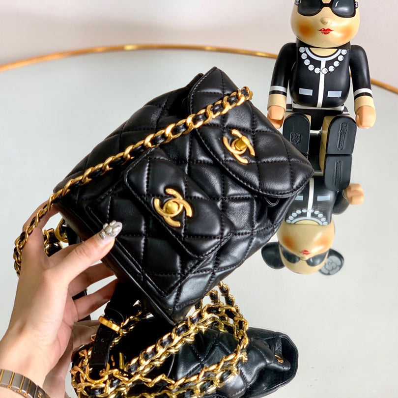 Vintage Backpack-Gold-tone Metal-2 Sizes