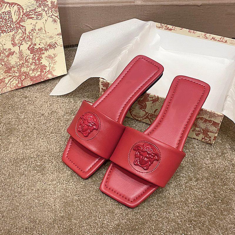 New Sandals Fashion Square Toe Beach One-word Sandals 1024040206