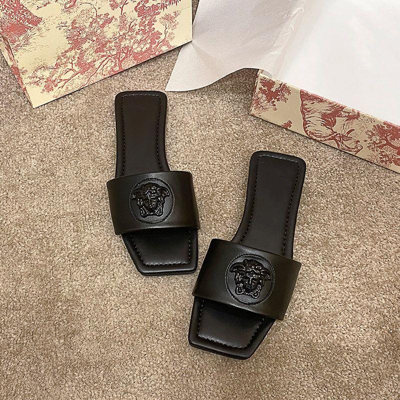New Sandals Fashion Square Toe Beach One-word Sandals 1024040206