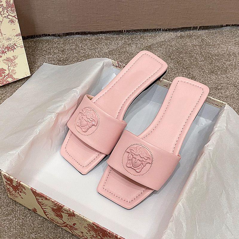 New Sandals Fashion Square Toe Beach One-word Sandals 1024040206