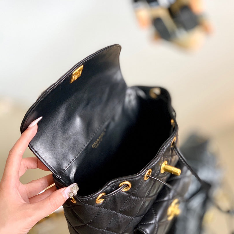 Vintage Backpack-Gold-tone Metal-2 Sizes