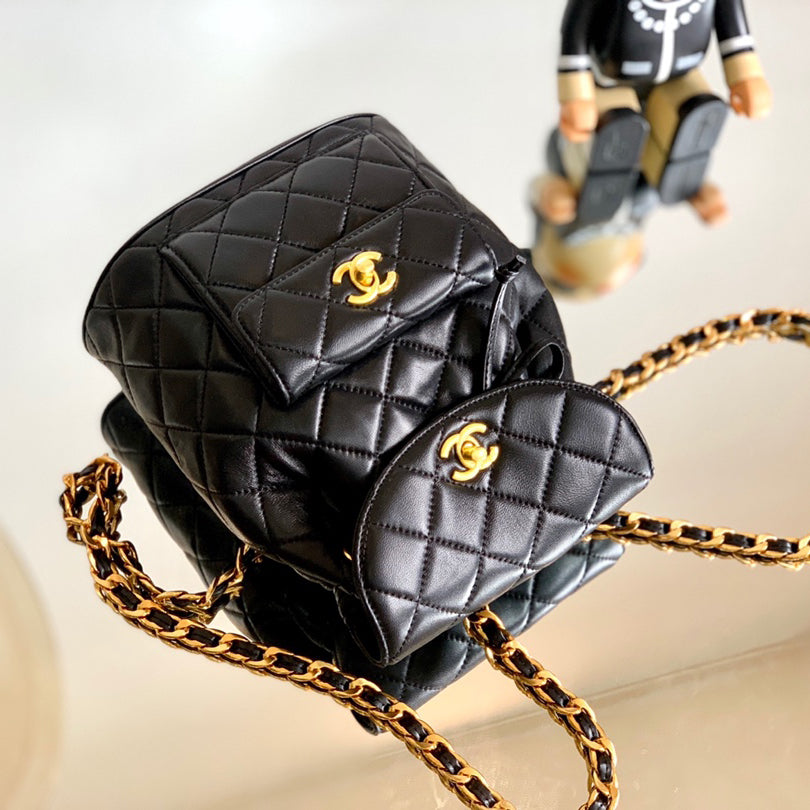 Vintage Backpack-Gold-tone Metal-2 Sizes