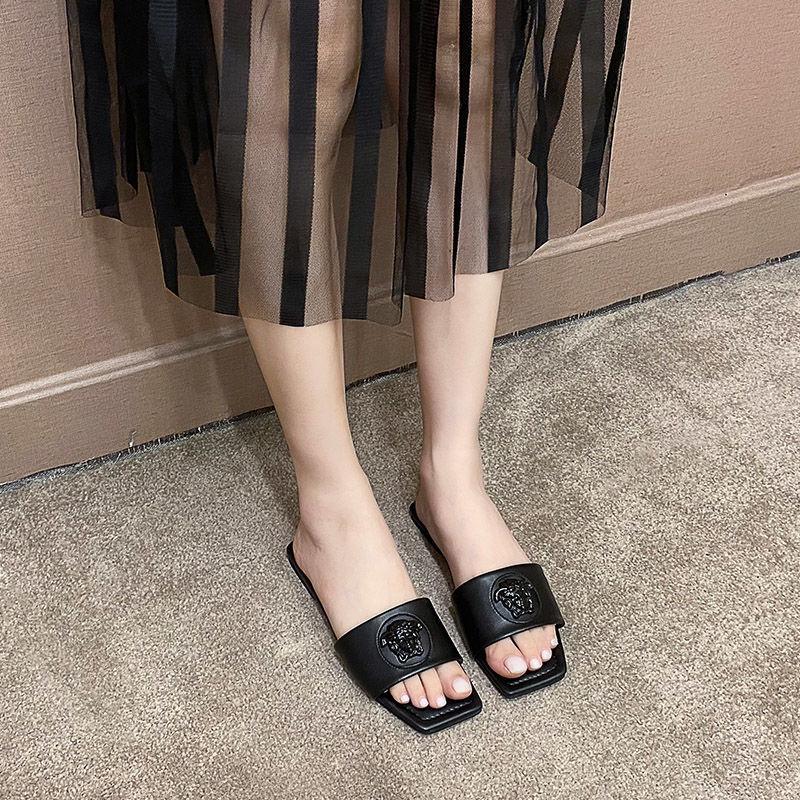 New Sandals Fashion Square Toe Beach One-word Sandals 1024040206