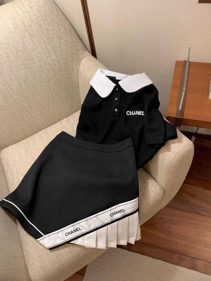 CNL suit letter embroidery contrasting color polo collar short-sleeved T-shirt 0724050903