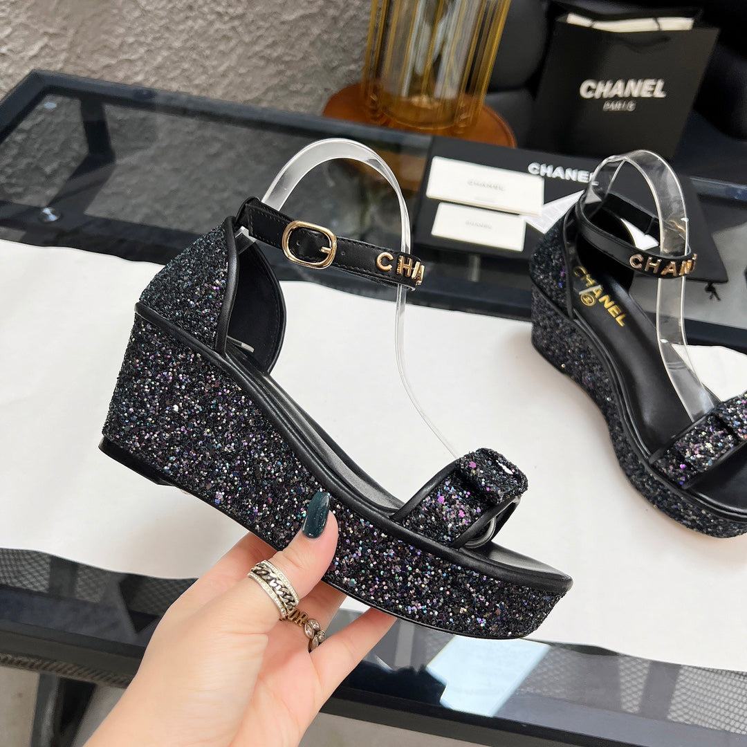 Chane1 top fashion thick sole sequined sandals 0724030815