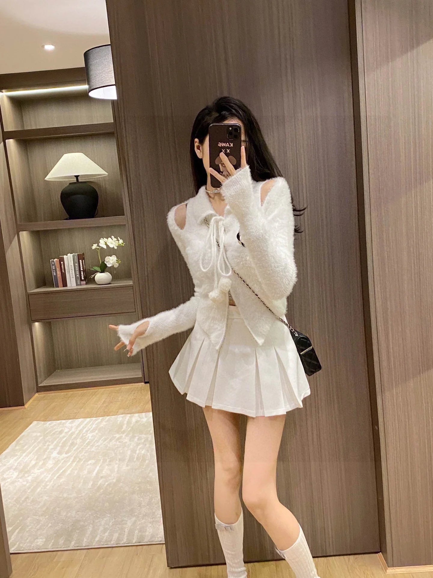 CHA Camellia Mink Fur Ball Strap Sweater 0724012303