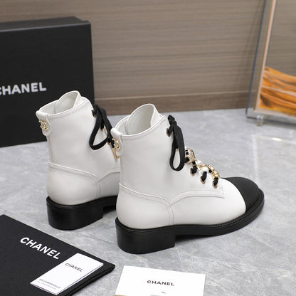 CNL24 new Martin boots decorated with double C pearl gem heavy metal buckle 0724090503