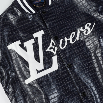Embroidered Leather Baseball Jacket 1025092514