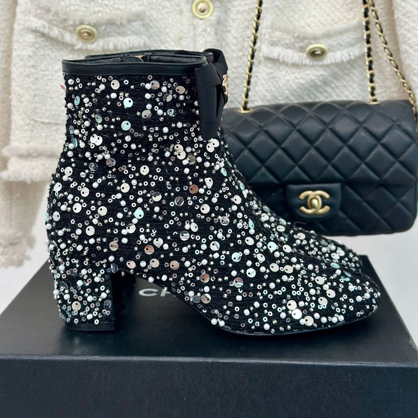 Fashion sequin bow short boots 1024103008