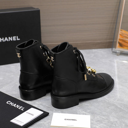 CNL24 new Martin boots decorated with double C pearl gem heavy metal buckle 0724090503