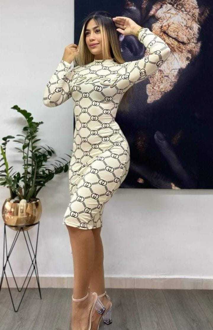 Sexy printed slim fit hip-hugging dress XC0823110101