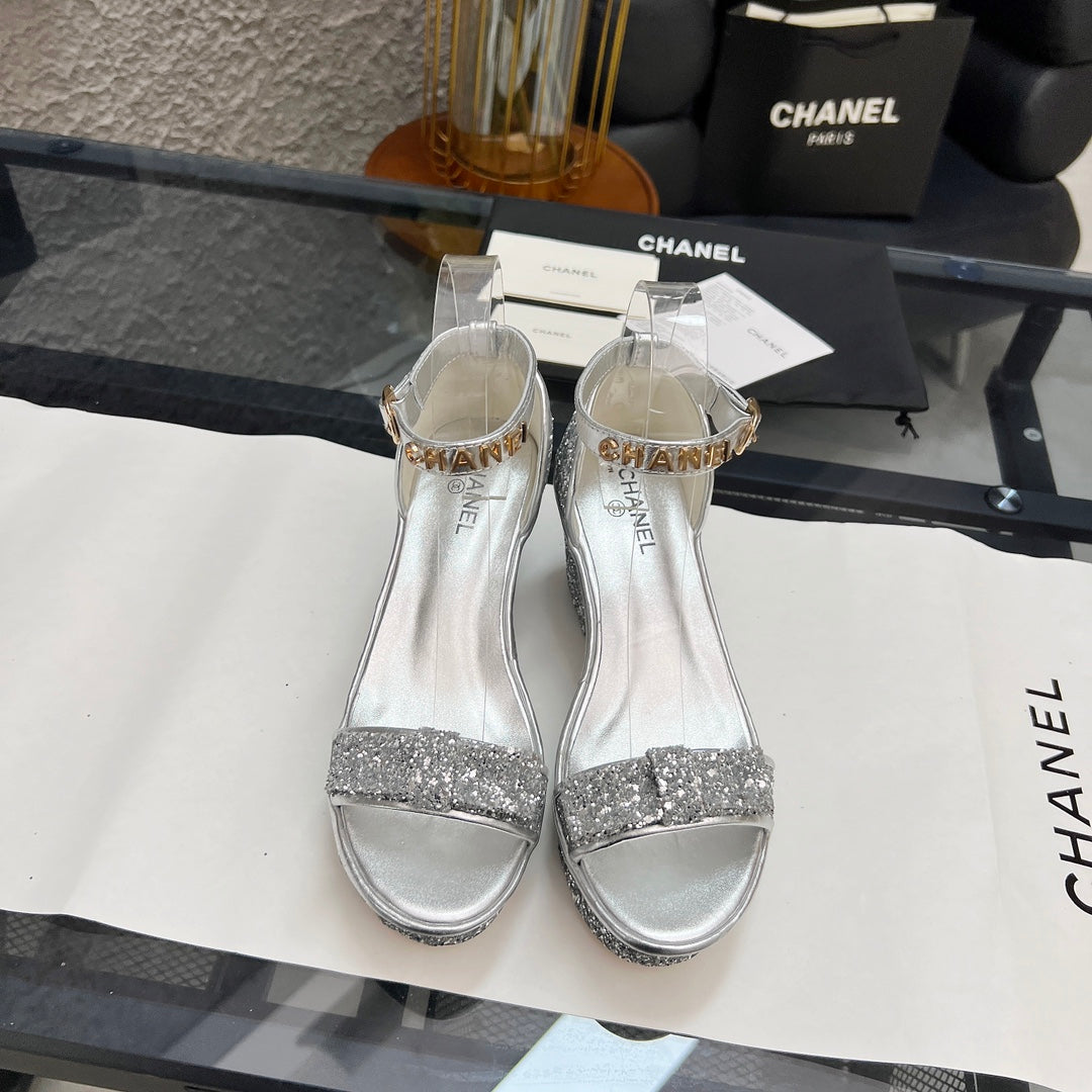 Chane1 top fashion thick sole sequined sandals 0724030815