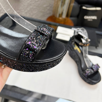 Chane1 top fashion thick sole sequined sandals 0724030815