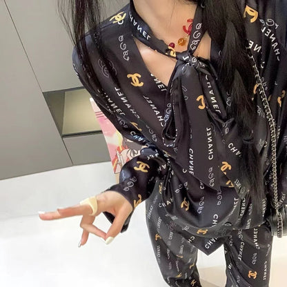 Premium Satin Print Shirt Trousers Suit 1024050910