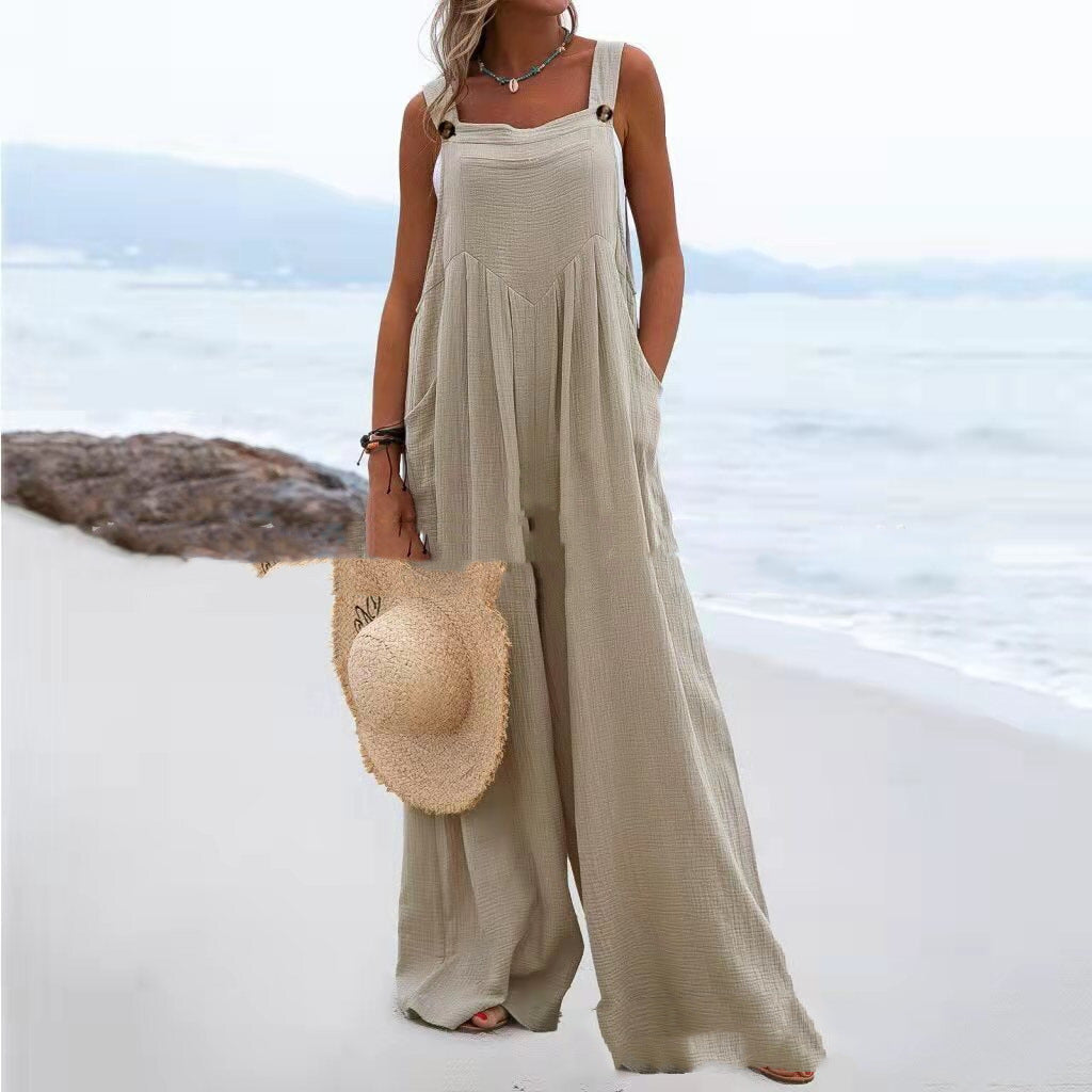 New Sleeveless Wide-Leg Button For Women