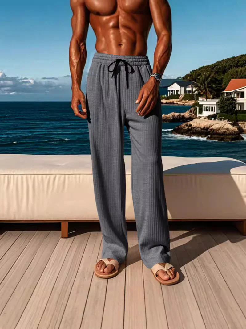 Men'S Vertical Strips Casual Sports Fashion Trousers